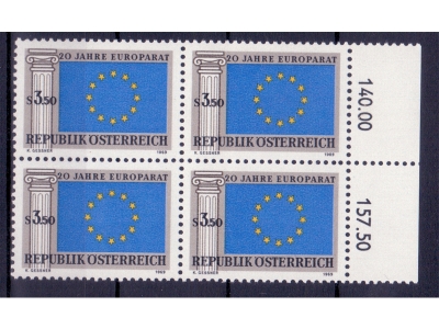 Österreich 1969 20 Jahre Europarat 4er Block / **