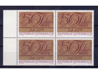 Österreich 1971 50 Jahre Philatelisten-Vereine 4er Block / **