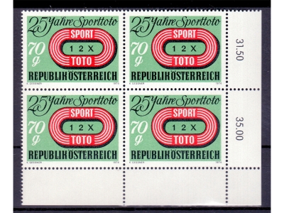 Österreich 1974 20 Jahre Sporttoto 4er Block  / **