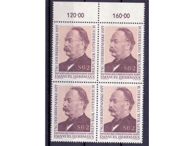 Österreich 1977 Tag der Briefmarke 4er Block / **