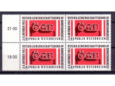 Österreich 1983 Bundeskongreß ÖGB 4er Block / **