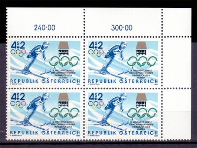 Österreich 1984 Winterspiele f. Körperbehinderte 4er Block / **