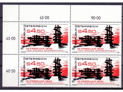 Österreich 1984 Nie wieder Bürgerkrieg 4er Block / **