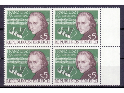 Österreich 1986 Franz Liszt 4er Block / **