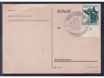 Feldpost Innsbruck 7. Landesschiessen 1944 / o