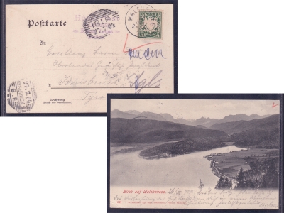 Postkarte Walchensee Bayern 1904 nach Igls-Innsbruck / o