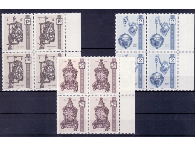 Österreich 1970 Alte Uhren 1. Ausgabe 4er Block / **
