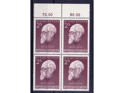 Österreich 1970 Karl Renner 4er Block / **