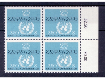 Österreich 1970 25 Jahre UNO 4er Block / **