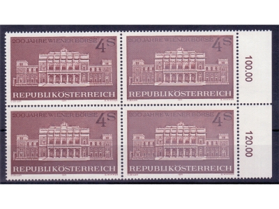 Österreich 1971 200 Jahre Wiener Börse 4er Block / **