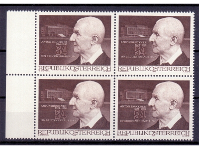 Österreich 1974 Anton-Bruckner-Haus Linz 4er Block  / **