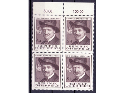 Österreich 1973 Leo Slezak 4er Block  / **