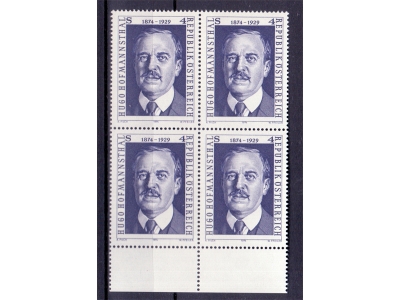 Österreich 1974 Hugo von Hofmannsthal 4er Block  / **