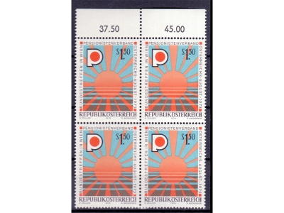 Österreich 1975 Pensionistenverband 4er Block  / **