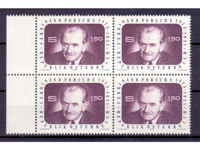 Österreich 1975 Ferdinand Porsche 4er Block  / **
