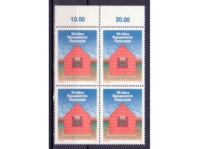 Österreich 1975 50 Jahre Bausparen 4er Block  / **