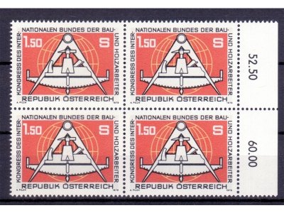 Österreich 1978 Bau- und Holzarbeiter 4er Block / **