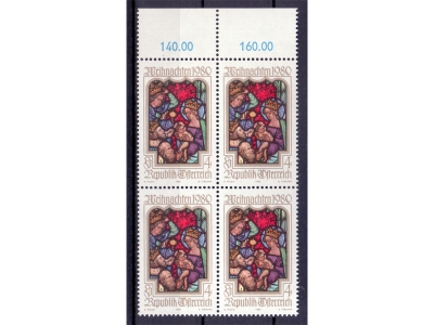 Österreich 1980 Weihnachten 4er Block / **