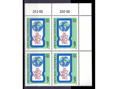 Österreich 1982 25. Weltmilchtag 4er Block / **