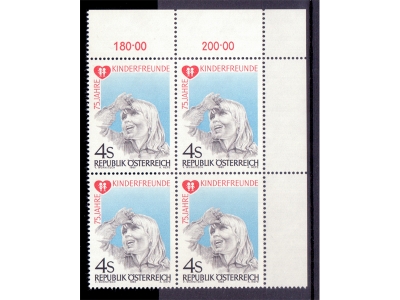 Österreich 1983 75 Jahre Kinderfruende 4er Block / **
