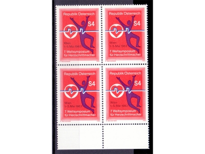 Österreich 1983 Weltsymposium Herzschrittmacher 4er Block / **