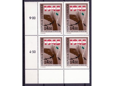 Österreich 1985 Befreiung Österreichs 4er Block / **
