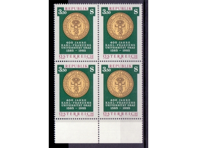 Österreich 1985 Karl-Frenzens-Uni Graz 4er Block / **
