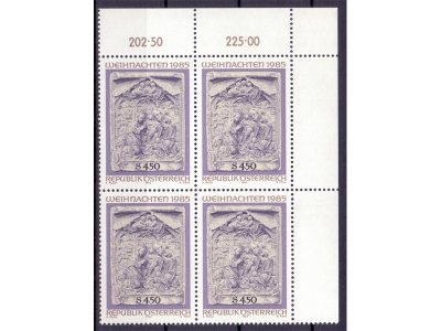 Österreich 1985 Weihnachten 4er Block / **