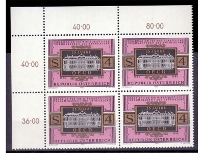 Österreich 1985 OECD-Kovention 4er Block / **