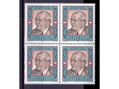 Österreich 1987 Oskar Helmer 4er Block / **
