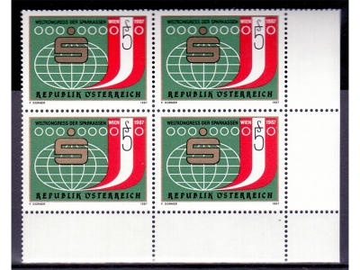 Österreich 1987 Weltkongreß der Sparkassen 4er Block / **