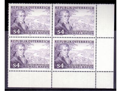 Österreich 1987 Michael Haydn 4er Block / **