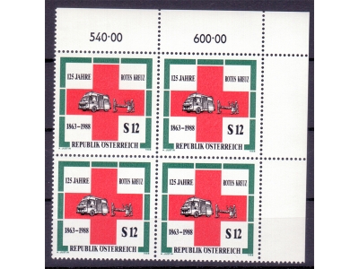 Österreich 1988 125 Jahre Rotes Kreuz 4er Block / **