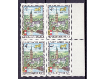 Österreich 1988 Landesausstellung Stift Mattsee 4er Block / **