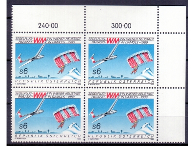Österreich 1989 Segelflug WM 4er Block / **
