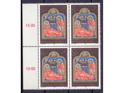 Österreich 1990 Weihnachten 4er Block / **