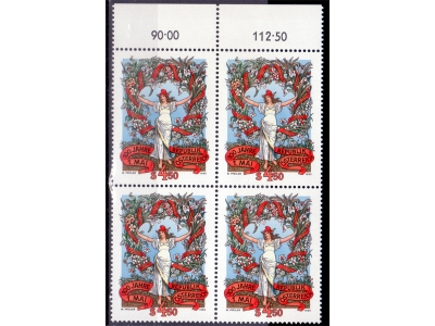 Österreich 1990 100 Jahre 1. Mai 4er Block / **