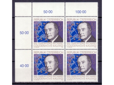 Österreich 1994 Richard Coudenhove Kalergi 4er Block / **