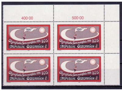 Österreich 1996 Olympische Spiele Atlanta 4er Block / **